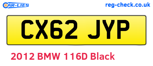 CX62JYP are the vehicle registration plates.
