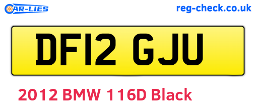 DF12GJU are the vehicle registration plates.