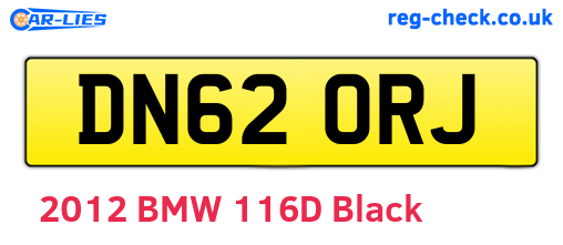 DN62ORJ are the vehicle registration plates.