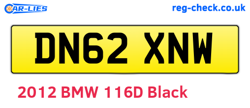 DN62XNW are the vehicle registration plates.