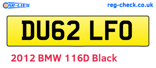DU62LFO are the vehicle registration plates.