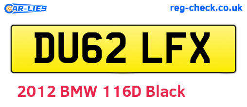 DU62LFX are the vehicle registration plates.