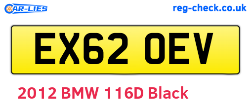 EX62OEV are the vehicle registration plates.