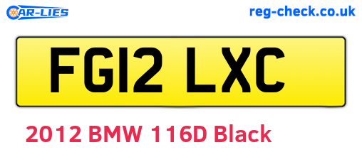 FG12LXC are the vehicle registration plates.