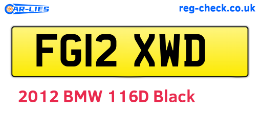 FG12XWD are the vehicle registration plates.