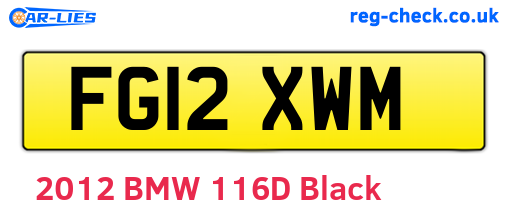 FG12XWM are the vehicle registration plates.