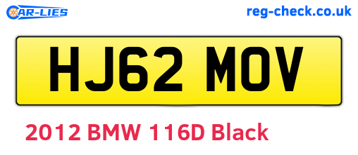 HJ62MOV are the vehicle registration plates.