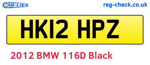 HK12HPZ are the vehicle registration plates.