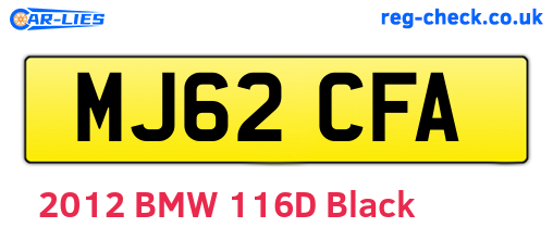 MJ62CFA are the vehicle registration plates.