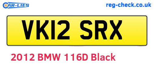 VK12SRX are the vehicle registration plates.
