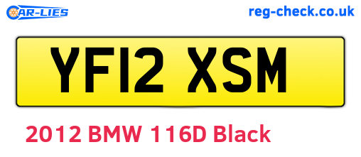 YF12XSM are the vehicle registration plates.