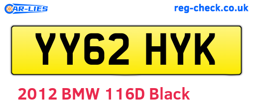 YY62HYK are the vehicle registration plates.