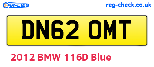 DN62OMT are the vehicle registration plates.