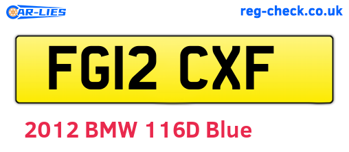 FG12CXF are the vehicle registration plates.