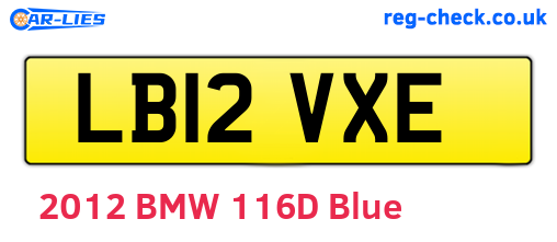 LB12VXE are the vehicle registration plates.