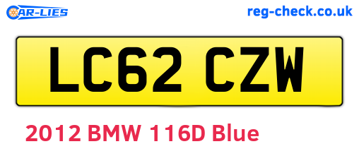 LC62CZW are the vehicle registration plates.