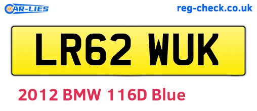 LR62WUK are the vehicle registration plates.