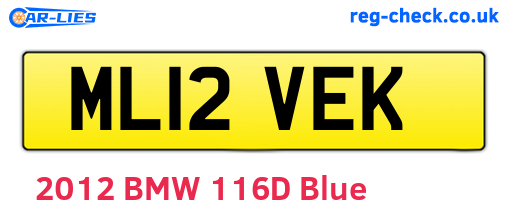 ML12VEK are the vehicle registration plates.