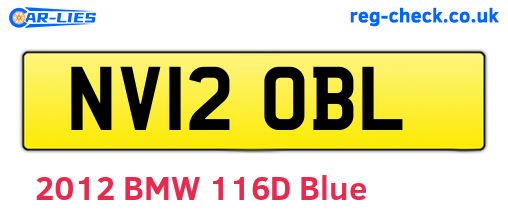 NV12OBL are the vehicle registration plates.