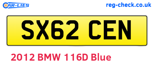 SX62CEN are the vehicle registration plates.