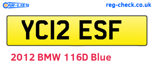 YC12ESF are the vehicle registration plates.