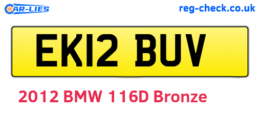 EK12BUV are the vehicle registration plates.