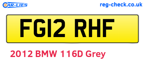 FG12RHF are the vehicle registration plates.