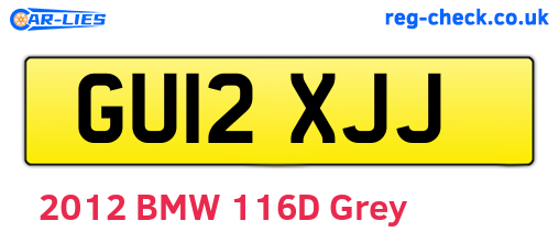 GU12XJJ are the vehicle registration plates.