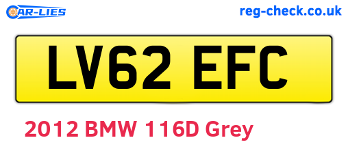 LV62EFC are the vehicle registration plates.