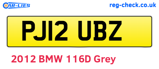 PJ12UBZ are the vehicle registration plates.