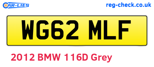 WG62MLF are the vehicle registration plates.