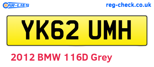 YK62UMH are the vehicle registration plates.
