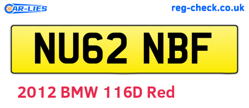 NU62NBF are the vehicle registration plates.