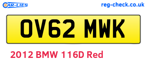 OV62MWK are the vehicle registration plates.
