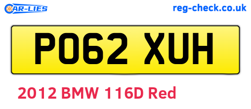 PO62XUH are the vehicle registration plates.