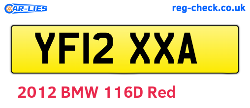 YF12XXA are the vehicle registration plates.
