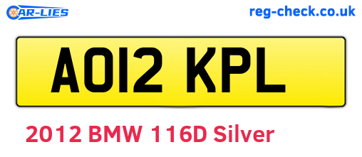 AO12KPL are the vehicle registration plates.