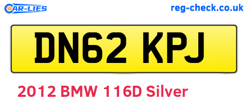 DN62KPJ are the vehicle registration plates.