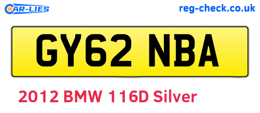 GY62NBA are the vehicle registration plates.