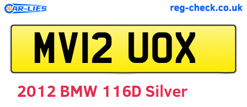 MV12UOX are the vehicle registration plates.