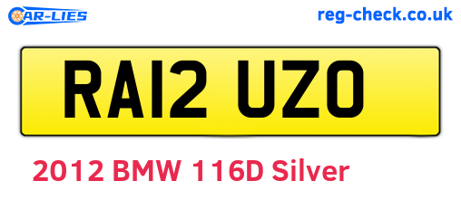 RA12UZO are the vehicle registration plates.
