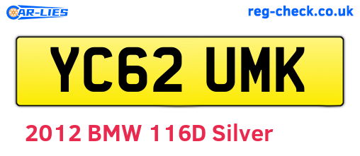 YC62UMK are the vehicle registration plates.