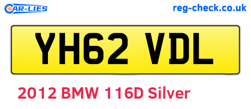 YH62VDL are the vehicle registration plates.