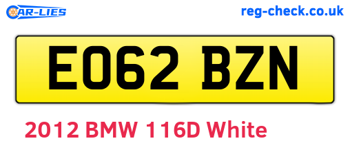 EO62BZN are the vehicle registration plates.
