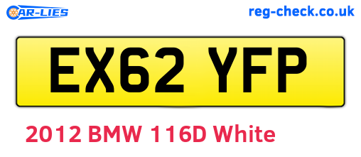 EX62YFP are the vehicle registration plates.