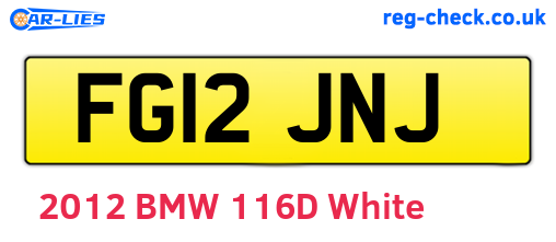 FG12JNJ are the vehicle registration plates.