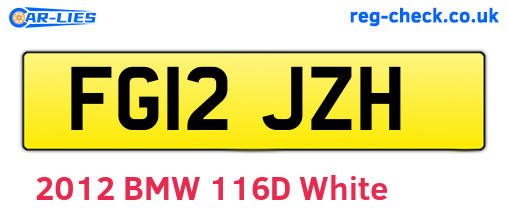 FG12JZH are the vehicle registration plates.