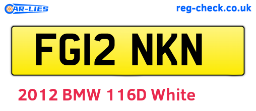 FG12NKN are the vehicle registration plates.