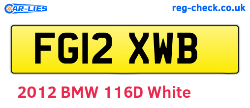 FG12XWB are the vehicle registration plates.