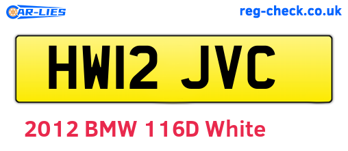 HW12JVC are the vehicle registration plates.